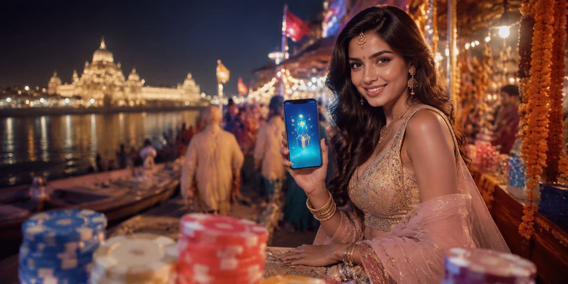 Excited fan cheering in stadium with Bollywood themed sports betting visuals